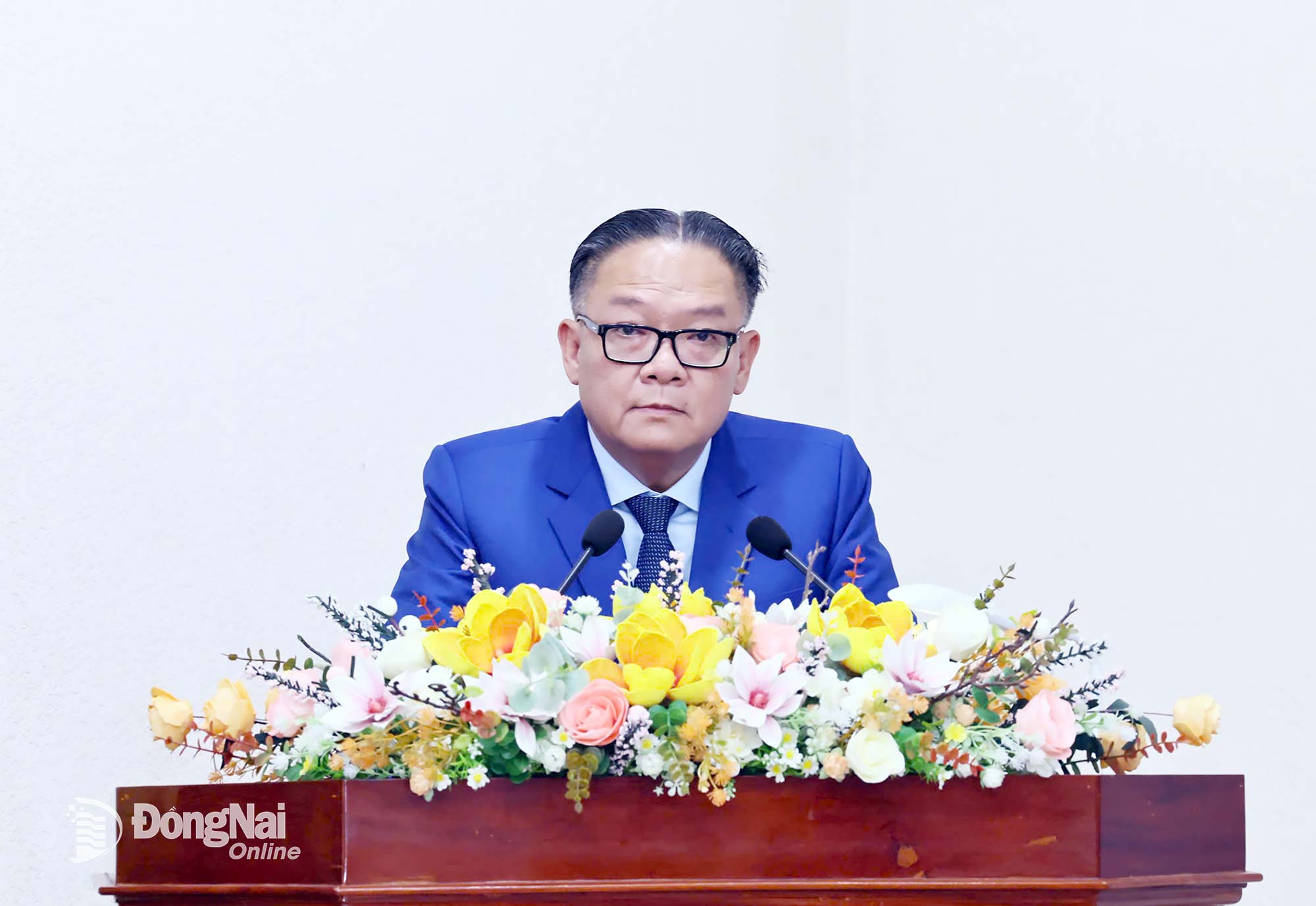 Tỉnh ủy viên, Phó Chủ tịch UBND tỉnh Đồng Nai Nguyễn Kim Long phát biểu tại Lễ trao giấy chứng nhận đăng ký đầu tư cho dự án AeonMall Biên Hòa. Ảnh: Công Nghĩa