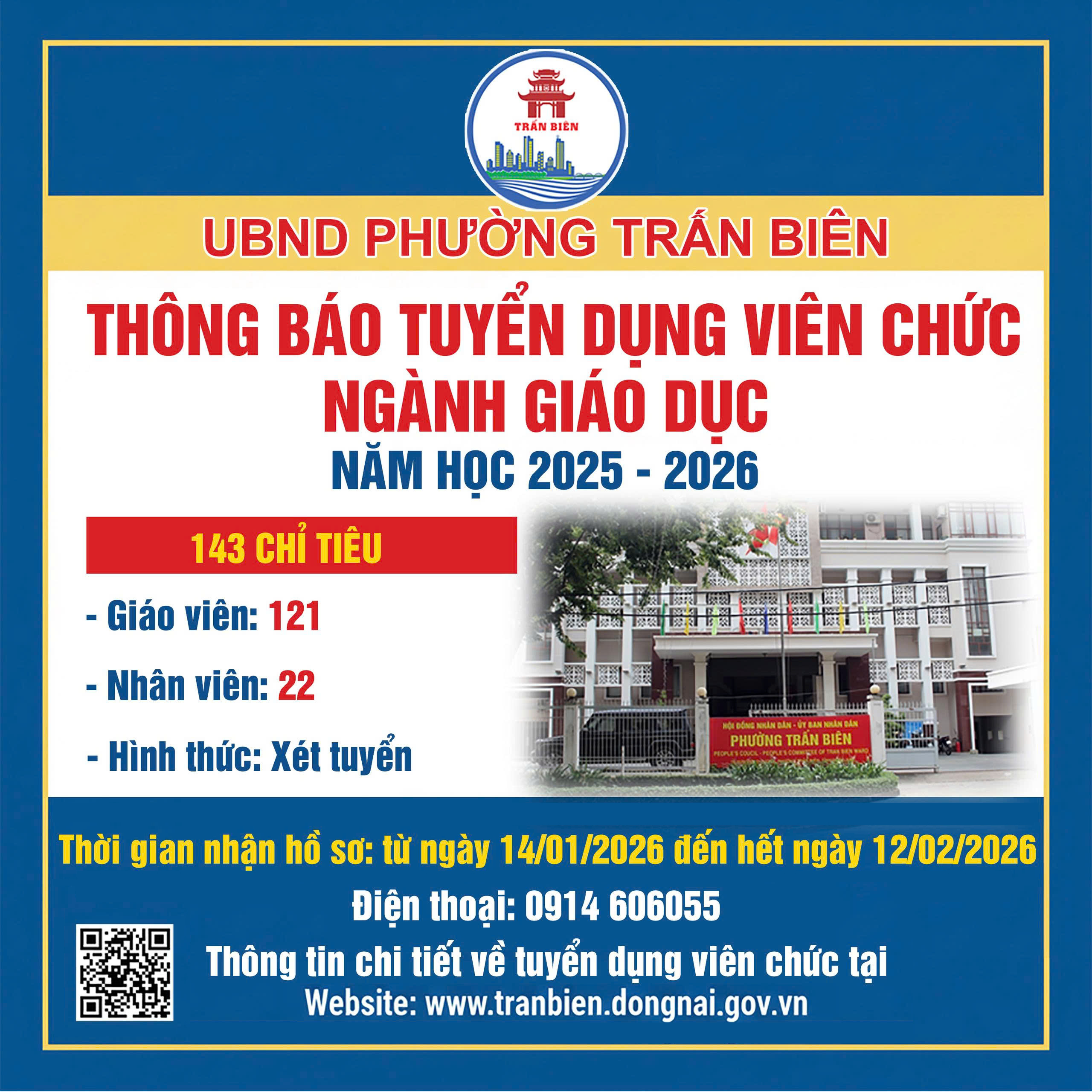 Thông báo tuyển dụng viên chức ngành giáo dục, năm học 2025-2026