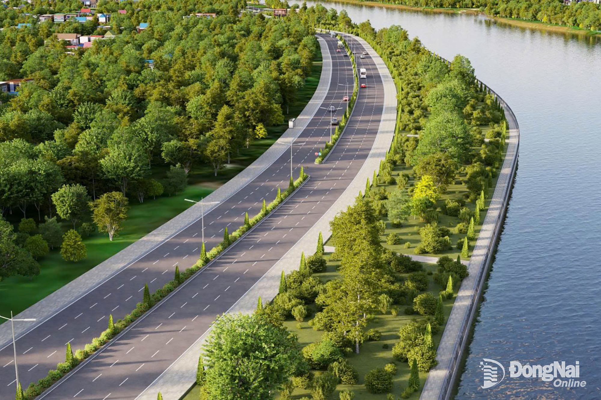 Mô hình Dự án Xây dựng đường ven sông Cái. Ảnh: Hoàng Lộc