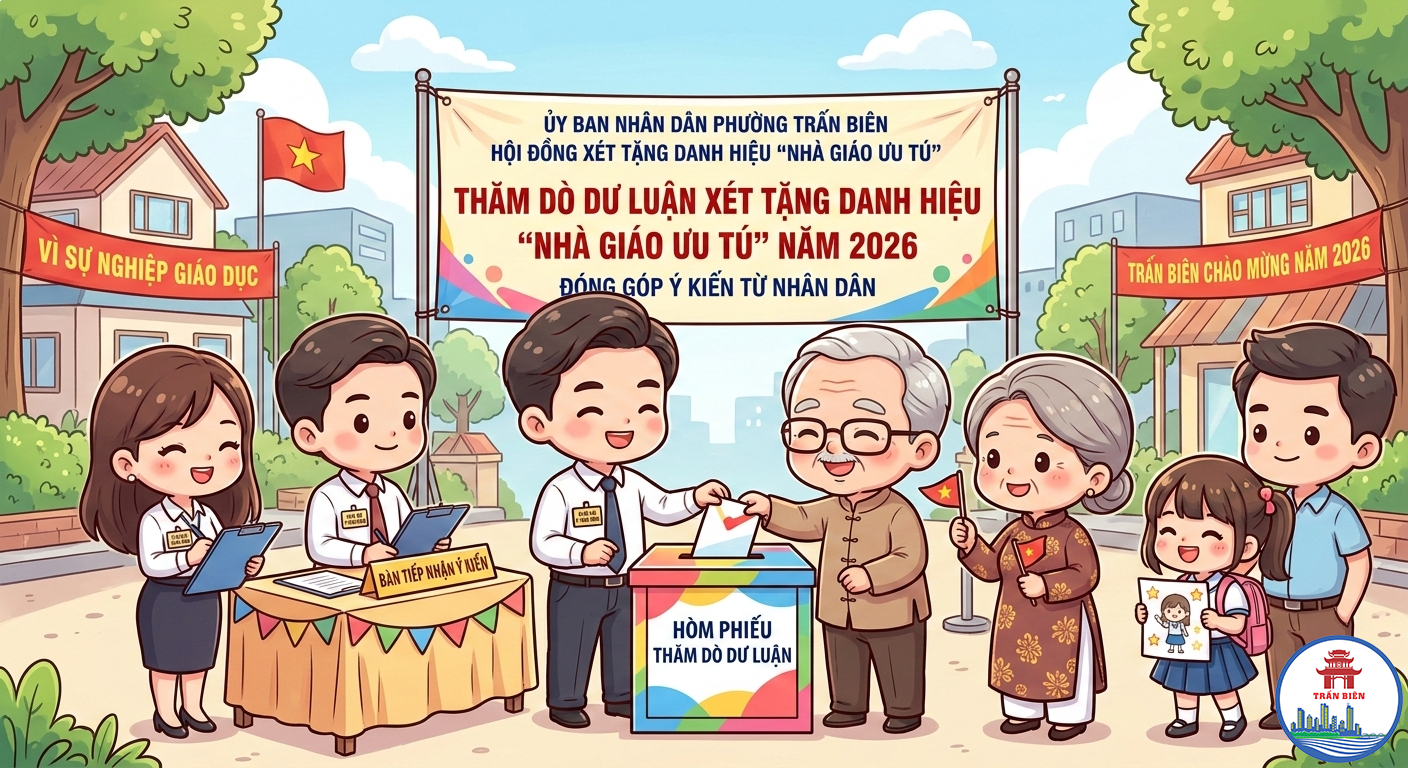 Tổ chức thăm dò dư luận phục vụ việc xét tặng danh hiệu “Nhà giáo Ưu tú” phường Trấn Biên năm 2026