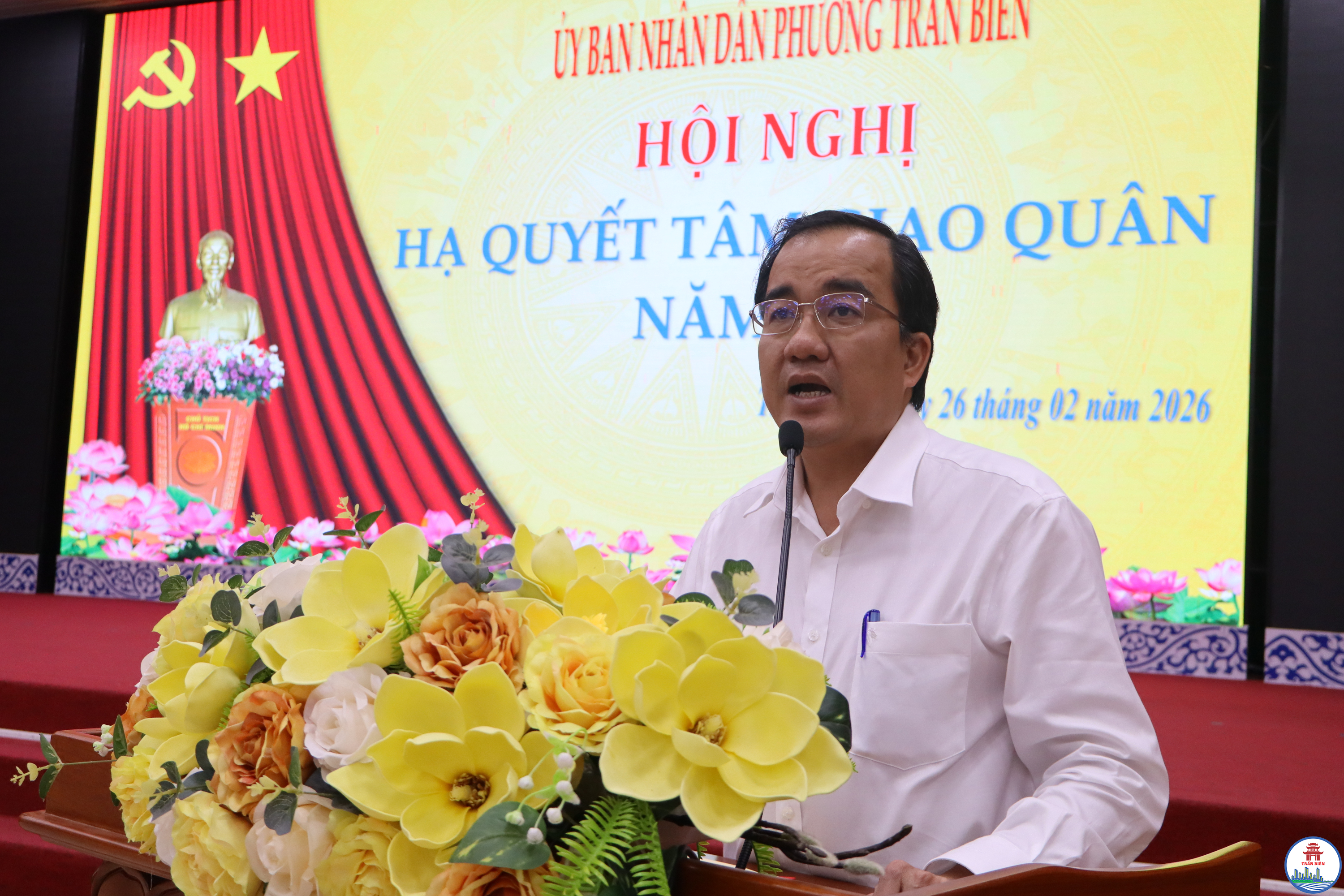 Chủ tịch UBND phường Trấn Biên Nguyễn Duy Tân phát biểu chỉ đạo tại hội nghị