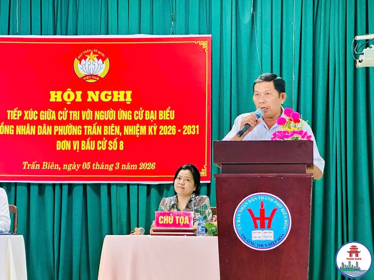 Ông Lê Văn Qúi, Bí thư Chi bộ, Trưởng khu phố Tam Hòa, phường Trấn Biên trình bày chương trình hành động